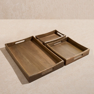Bandeja de madera Bandeja cuadrada minimalista sin mango para interiores de estilo escandinavo Servicio y decoración del hogar Hecho en Vietnam - Product Image 2