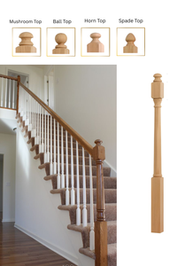 Poteau de départ en bois de peuplier écologique avec dessus en champignon pour pièces d'escalier Pièces d'escalier pour escalier - Product Image 6