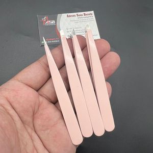 Ensemble de 4 pinces à épiler professionnelles en acier inoxydable, pochette, logo personnalisé, durables, écologiques, légères, pinces à épiler pointues - Product Image 6