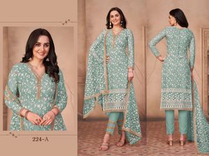 Ropa de fiesta de boda tradicional de primera calidad para mujer, red pesada con bordado, traje de Wor Salwar Kameez - Product Image 6