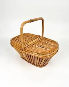 Handwoven Natural <b>Bamboo</b> and Rattan Picnic <b>Basket</b> Good Choice High Quality <b>Laundry</b> <b>Basket</b> From Vietnam Factory - Product Image 5