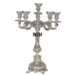 Candelabro de 5 Brazos Hecho a Mano, Portavelas de Estilo Único, Artículo Decorativo de Aluminio para Bodas, Navidad, Acabado Personalizable - Product Image 1