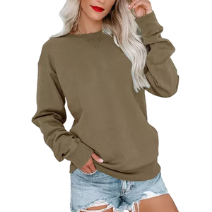 Sudadera de manga larga de primera calidad para mujer Sudadera con capucha de lana personalizada Cuello redondo Sudadera elegante y cómoda de alta calidad para mujer - Product Image 3