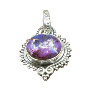 Collier pendentif vintage bohème fait main en argent sterling 925 avec pierre précieuse ovale en turquoise cuivrée naturelle pour femme - Product Image 1