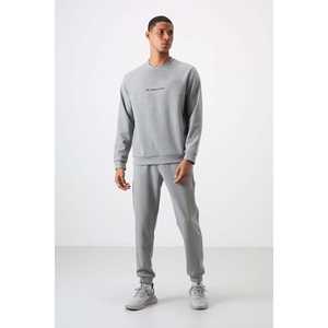 Conjunto Deportivo Casual para Hombre, Corte Cómodo, Estampado, Gris Melange, Algodón Grueso, Textura Suave, 85253 - Product Image 2