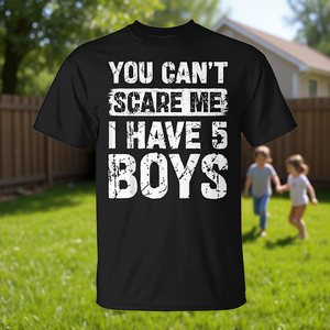 T-shirt promozionale per famiglie per chi non può aver paura, con cinque ragazzi vivaci - Product Image 2