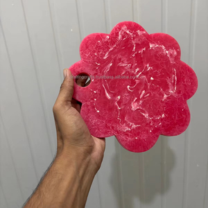 Set de table rond en marbre artisanal de haute qualité, motif lettres abstraites marines, moderne, écologique, diamètre 300 mm, cadeaux d'anniversaire - Product Image 1