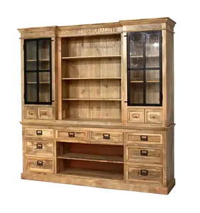 Armadietto di lusso moderno mobile mobile in legno reale antica credenza industriale con cassettiere e porte