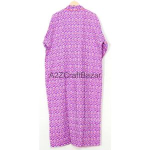 Handblok Bloemenprint Katoenen Maxi-Jurk Stijl Kimono Premium Badjas Thermische Nachtkleding Groothandel Lente Lange Kimono - Product Image 6