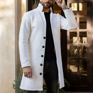 Abrigo Largo de Lana Blanco para Hombre Sportice, Estilo Gabardina con Cuello Alto - Product Image 1