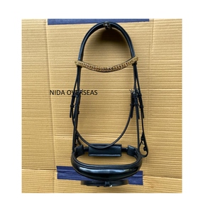 Brida de caballo de cuero teñido con tambor vegetal de la mejor calidad con cristales y equipo de caballo sueco Noseband - Product Image 6