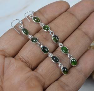<b>Green</b> Tourmaline 925 Sterling Silver Gemstone Hook <b>Earring</b> Handmade Jewelry Gift for Birthday 5 Stone <b>Earring</b> Dangle <b>Earrings</b> - Product Image 2