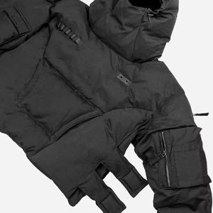 Chaqueta Acolchada Personalizada de Estilo Urbano para Hombre, de Seda/Algodón, con Bolsillos Tipo Cargo, Ligera, con Cuello Alto y Logotipo Frontal - Product Image 3