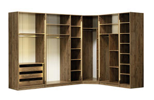 Armario de Vidrio Templado Color Nogal, Mueble de Dormitorio Independiente y Duradero, Diseño Moderno, Ecológico para el Hogar y Apartamento - Product Image 3