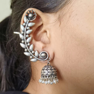 Geoxideerde Oor Manchet Jhumka Oorbellen Voor Dames En Meisjes Zilveren Replica Oor Manchetten Voor Dames En Meisjes Passen <span class=keywords><strong>Indian</strong></span> Sieraden Aan