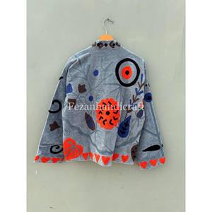 Chaqueta Acolchada de Terciopelo al por Mayor, Hecha a Mano, con Bordado Floral Suzani, Estilo Boho Hippie, Unisex, de Secado Rápido para Invierno - Product Image 5