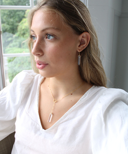 <b>Crystal</b> Quartz Geometric bar Y Necklace Gemstone Wired Chain Necklaces Boho Silver Gold Plated Handmade <b>Pendant</b> Necklaces Women - Product Image 3