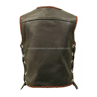 Gilet de moto en cuir multi-poches personnalisé de haute qualité pour hommes avec ceintures latérales veste utilitaire à la mode en gros pour hommes