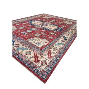 Alfombra de Lana Kilim Cyanna de Gran Tamaño, Anudada a Mano, con Medallón Rojo Naranja, para Entrada, Pasillo, Modelo Pae-5722, Rectangular, 9x12 - Product Image 2