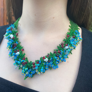 Trendy Ukrainian <b>Beaded</b> <b>Necklace</b> Handmade, Ukrainian Jewelry <b>Necklace</b>, Fringe <b>Beaded</b> Bandana - Product Image 2