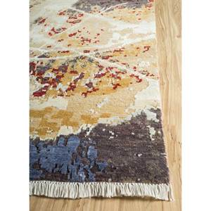 พรมขนสัตว์ผสมไหมไผ่ถักมือสีน้ำตาลเบจลายพิมพ์นามธรรมรูปทรงสี่เหลี่ยมผืนผ้าสำหรับห้องนั่งเล่นและทางเดินในบ้าน-รุ่น Skwb-15 - Product Image 4