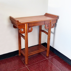 Table console à tête incurvée en teck traditionnel délicat avec 3 pieds et 1 tiroir pour l'entrée, le couloir et le salon - Product Image 3