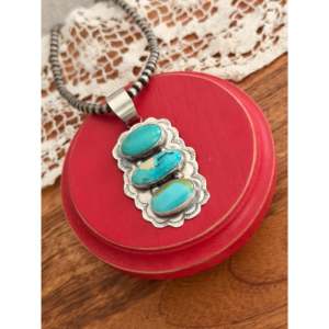 Colgante de Plata de Ley Estilo Étnico Navajo con Incrustaciones de Turquesa Mixta - Product Image 3