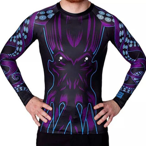 Rashguard MMA unisexe de haute qualité imprimé par sublimation, manches longues, compression, respirant, tissu Spandex/Nylon, couleur et logo personnalisés - Product Image 5