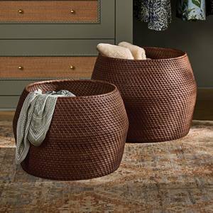 Panier de rangement ouvert en rotin naturel, spacieux, tissé à la main, pour la décoration du salon, rangement dans la salle de bain - Product Image 1