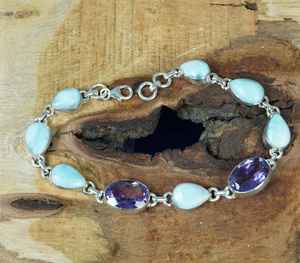 Larimar Amethyst <b>Bracelet</b> 925 Sterling Silver <b>Adjustable</b> Gemstone Jewelry Handmade <b>Bracelet</b> For Women - Product Image 4