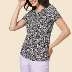 Camiseta de Sublimación de Color Personalizada para Mujer, Último Diseño de Ropa de Verano, Hecha de Tela de Lona - Product Image 3