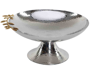 Maison salle à manger luxe Style métal haut pied Snack assiette de service en acier inoxydable fruits secs assiette à dessert avec support - Product Image 6