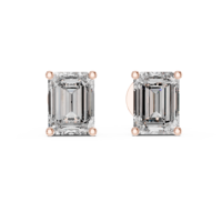Pendientes de Plata de Ley 925 con Diamante de Corte Esmeralda de 0.50ct Cultivado en Laboratorio, Diseño de 4 Puntas, para Compromiso, Boda, Fiesta, Regalo, Uso Diario