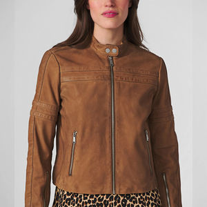 Veste de motard en PU au design élégant pour femme, automne, matelassée, réversible, coupe-vent, respirante, écologique, personnalisable - Product Image 5