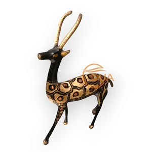 Estatuilla de ciervo de latón hecha a mano de estilo antiguo, estatua decorativa majestuosa para el hogar o la oficina, propósito de regalo moderno - Product Image 1