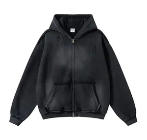 เสื้อฮู้ดโอเวอร์ไซส์สั่งทำพิเศษ สีพื้น ผ้าฝ้ายเฟรนช์เทอร์รี่ สวมใส่สบายๆ สำหรับฤดูใบไม้ร่วง มีกระเป๋าหน้าและโลโก้ที่แขนเสื้อ - Product Image 2