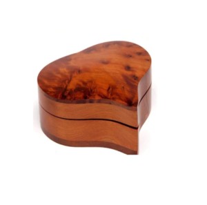 Caja de joyería de madera natural con forma de corazón, caja de almacenamiento de embalaje de joyería de anillo de madera elegante de lujo, caja de joyería de madera con forma de oído - Product Image 3