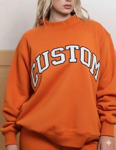 Sudadera de Forro Polar con Cuello Alto Holgada Personalizada para Mujer - Mezcla de Poliéster/Algodón Ecológica, Antiarrugas y de Secado Rápido - Product Image 6