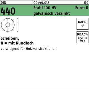 Arandelas DIN 440/ISO 7094 Forma R 24 x 80 x 6 de Acero Electrogalvanizado 100HV, 50 Piezas - Product Image 1