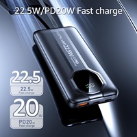 Powerbank Logo OEM 20000mah Desain Baru Pengisian Cepat PD 22.5W Kabel Terintegrasi Baterai Cadangan Layar Digital LED Power Station