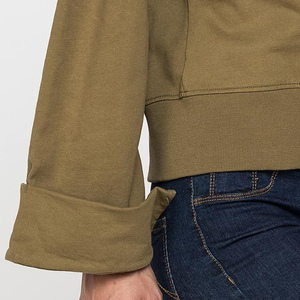 Sweat-shirt polaire oversize à capuche pour femme en mélange polyester-coton coupe-vent de haute qualité, col rabattable, personnalisable OEM, décontracté - Product Image 6