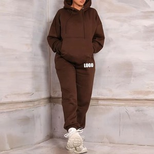 Conjunto Deportivo de Invierno de 2 Piezas con Capucha para Mujer, Personalizado, de Felpa de Algodón, Resistente al Viento, Transpirable, Elástico en 4 Direcciones y Absorbente de Sudor - Product Image 1