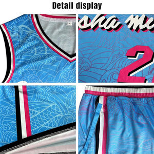 100% polyester meilleure qualité basket-ball uniforme vêtements de sport nouveau Design couleur unie prix de gros uniforme de basket-ball - Product Image 5
