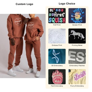 Chándal Unisex de Lujo con Estampado de Puff, Jersey de Algodón de Alta Calidad, Sudaderas con Capucha, Pantalones de Chándal, Chándal Negro Personalizado de Talla Grande - Product Image 2