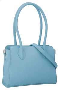 Light Blue Genuine Leather Tote Bag for Women <b>Medium</b> Satchel <b>Purse</b> with Detachable Crossbody Strap Top Handle Shoulder Handbag - Product Image 1