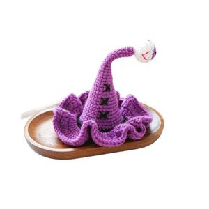 Chapeaux pour animaux de compagnie en gros, accessoires pour chats d'Halloween, chapeau de sorcier au crochet fait main - Product Image 5