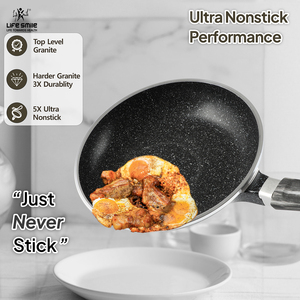 Cuộc Sống Nụ Cười 20/24/28 Cm Fry Pan Set Với Đa-Lớp Phủ Granite Không Dính Sắt Chảo Chịu Nhiệt Xử Lý Và Treo Vòng Lặp - Product Image 5