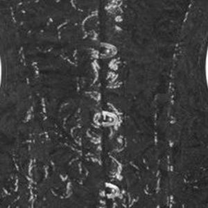 <b>Gothic</b> Black Silver Brocade Underbust <b>Corset</b> with Satin Trim Waist Training Curvy <b>Corset</b> | Custom Partywear <b>Corset</b> Supplier - Product Image 5