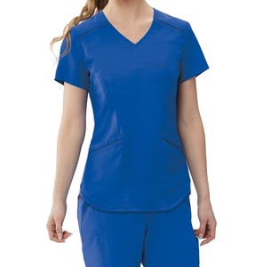 Uniformes d'infirmière unisexe classique à col en V, manches courtes, motif élégant, 4 poches, couleurs unies, hôpital OEM élevé - Product Image 3