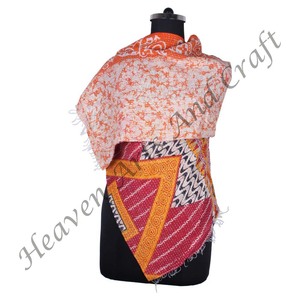 SC1009 Vintage Kantha travail coton fait à la main écharpe Design à la mode filles partout cousu à la main Style uni longue longueur - Product Image 1